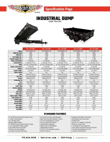 H&H Trailers | DB Industrial Dump Specifications - H&H Trailers