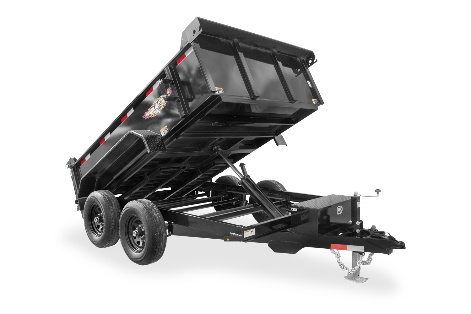 HH Trailer | Products | Trailers | Featured Image | 10K Utility Dump Trailer Tilted