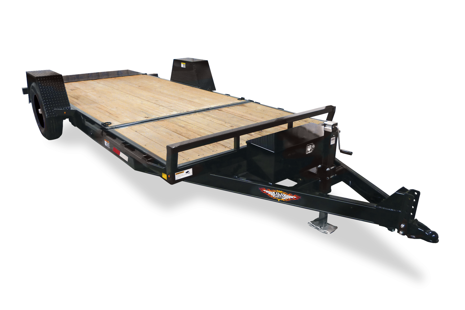 HH Trailer | Products | Trailers | Featured Image | 4' Stationary Deck view on the Single Axle Gravity Tilt